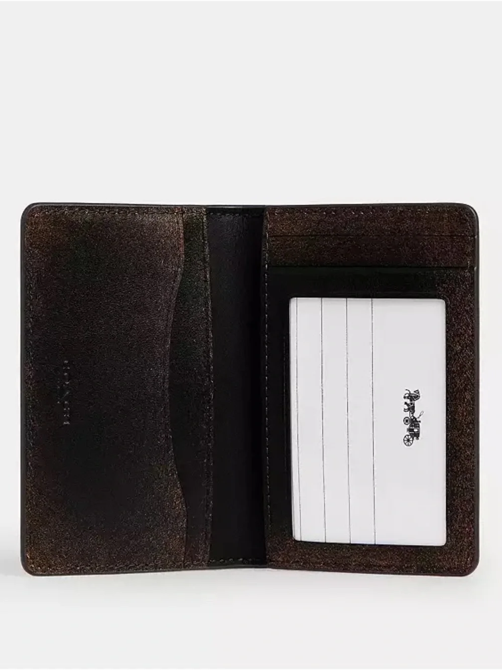 Coach Loved Leather ID Card Case Wallet Black/Brown Rub-off Smooth Leather NWT